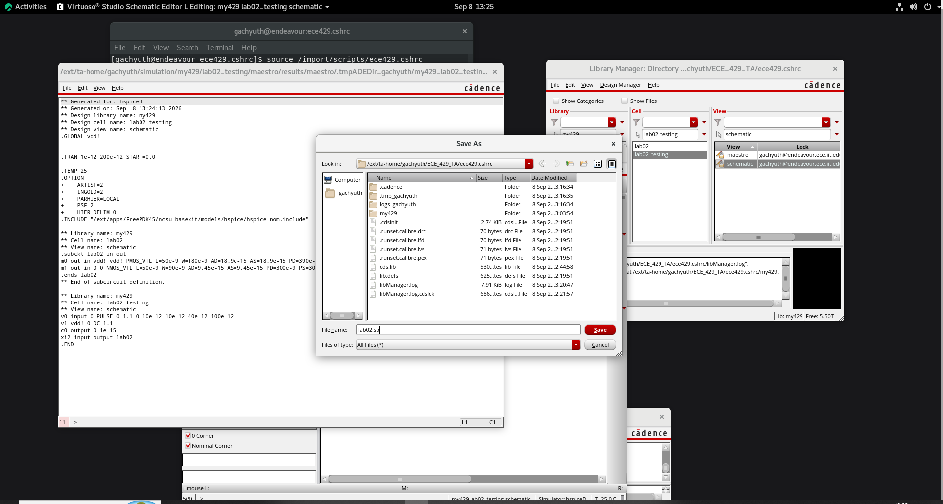 Saving netlist as lab02.sp