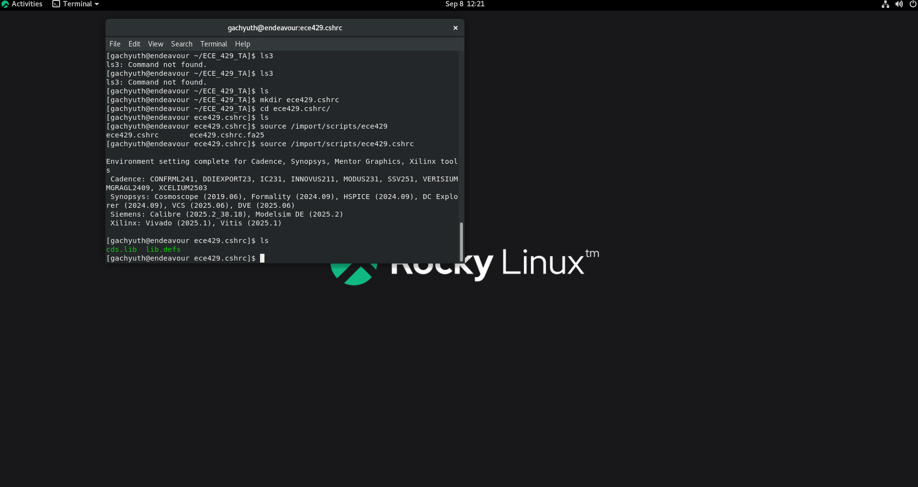 ECE429 environment setup in terminal