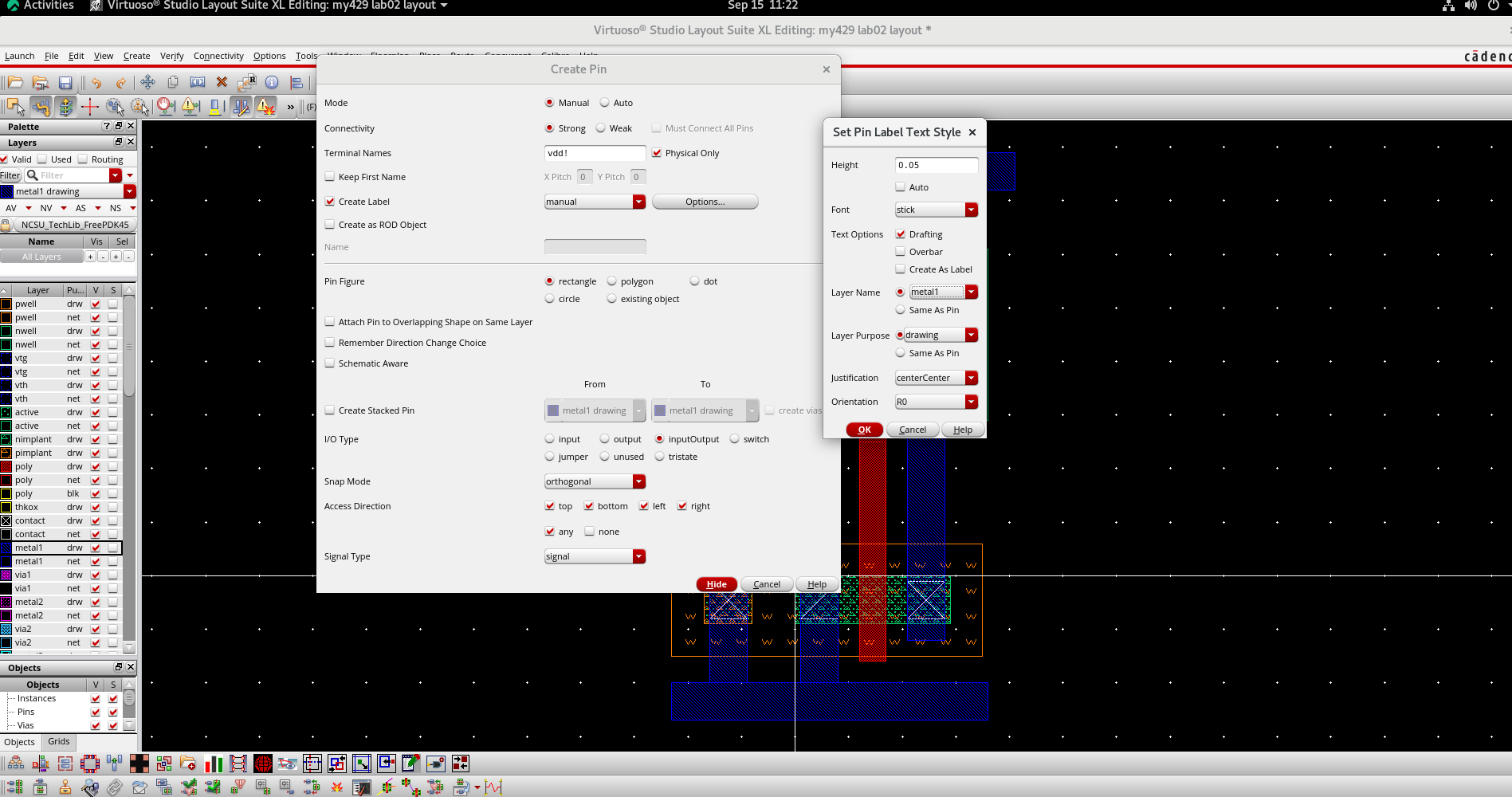 Create Pin dialog